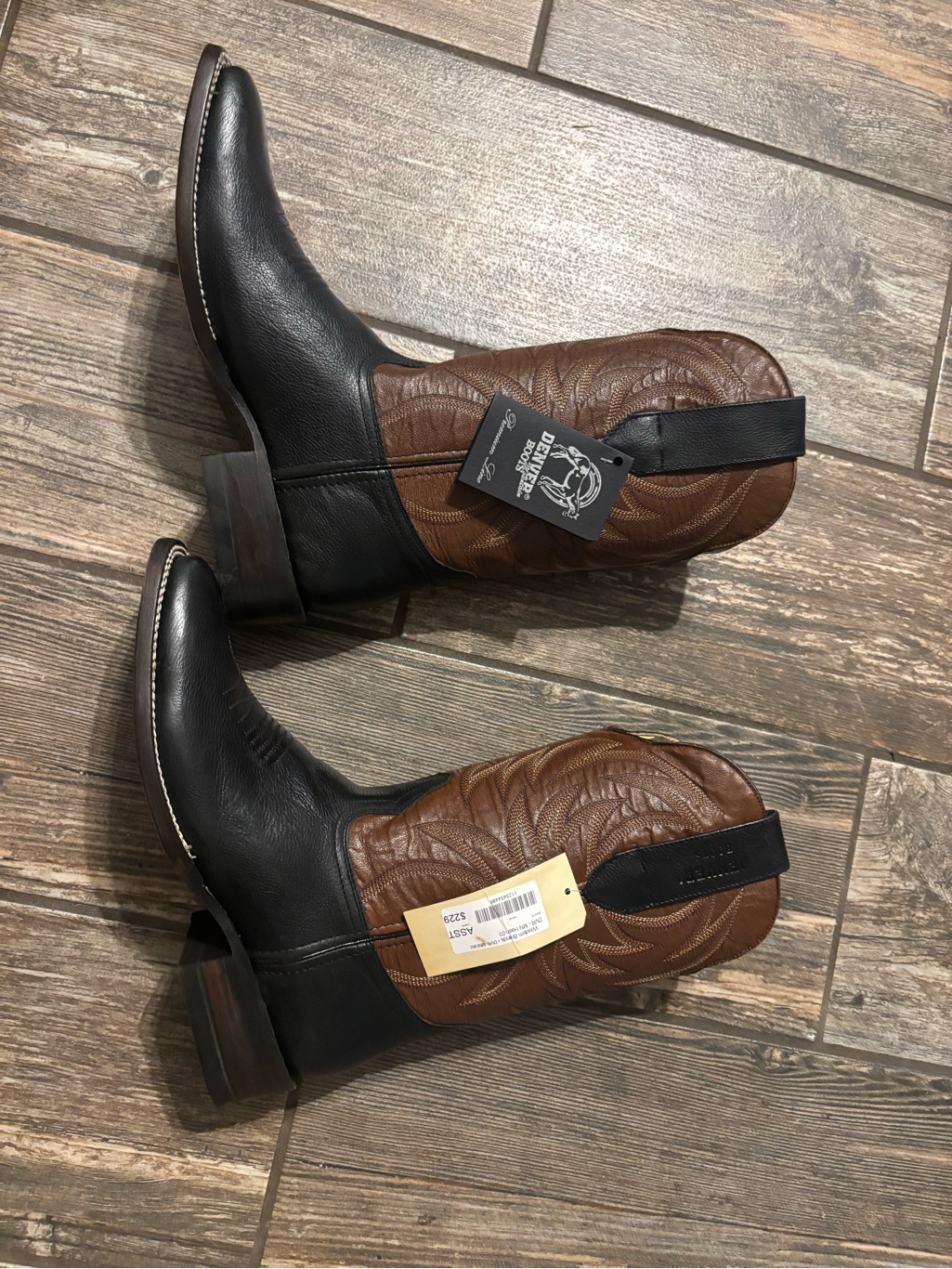 Justin Boots Two-Tone Black & Brown Western Cowboy Boots